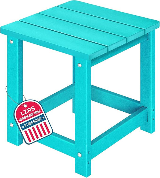 LZRS Adirondack Square Outdoor Side Table for Patio, Pool Composite Patio Table,HDPE End Tables for Backyard,Pool, Indoor Companion, Easy Maintenance & Weather Resistant(Turquoise)