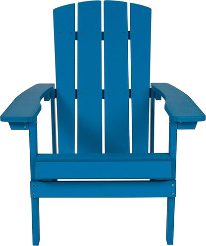 Flash Furniture Charlestown Poly Resin Adirondack Chair - Blue - All Weather - Indoor/Outdoor - Set of 2