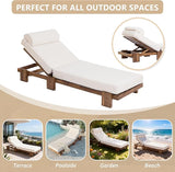 78.8'' Outdoor Patio Chaise Lounge Chair, Acacia Wood Adjustable Recliner with Headrest, Perfect for Terrace, Poolside - Photo 7