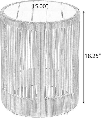 LUMISOL Rustic Industrial Table Set of 2 for Outdoor, Coffee Table & Side Table with Woven Rope Design, Patio Table Set for Living Room Garden Balcony, Teak+ Grey