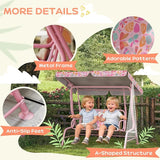 Qaba Kids Patio Swing, 2-Seater Outdoor Porch Swing Chair with Adjustable Canopy, Safety Belt - Photo 5