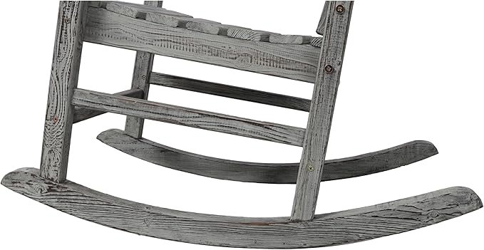 Oversized Wooden Rocking Chair for Porch & Patio 330lbs Capacity Wood Rocker with Wide Seat High Backrest & Armrests Outdoor Indoor Chair for Garden, Balcony, Living Room, Grey