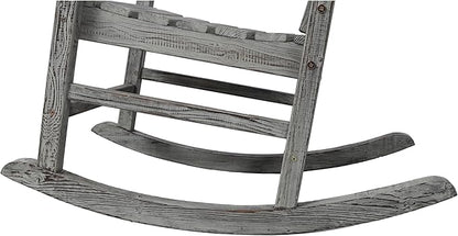 Oversized Wooden Rocking Chair for Porch & Patio 330lbs Capacity Wood Rocker with Wide Seat High Backrest & Armrests Outdoor Indoor Chair for Garden, Balcony, Living Room, Grey