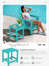 KINGYES Adirondack Outdoor Side Table, Aruba Blue - Photo 3