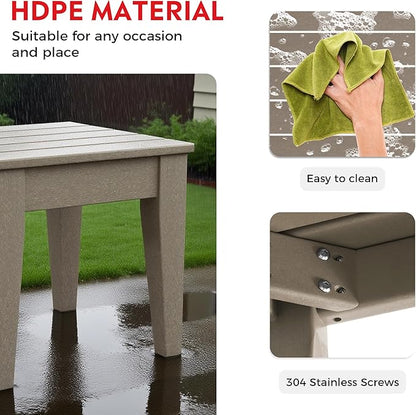 Costaelm Small Outdoor Side Table, Patio End Table Weather Resistant Outdoor Coffee Table, Square Conversation Table for Indoor, Porch, Balcony, Garden, Poolside, Deck, Weathered Wood