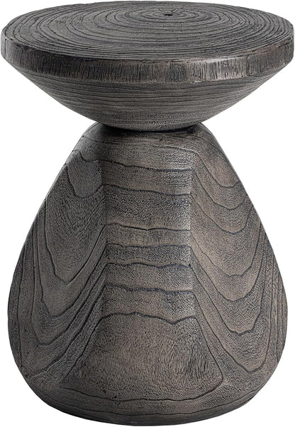 HOMPUS Outdoor Side Table, Lightweight Accent Table Mushroom Shaped, Round End Tables with Concrete Finish, Modern Vintage Mgo Patio Tables, Tree Stump Stool for Indoor Outdoor Use, Grey