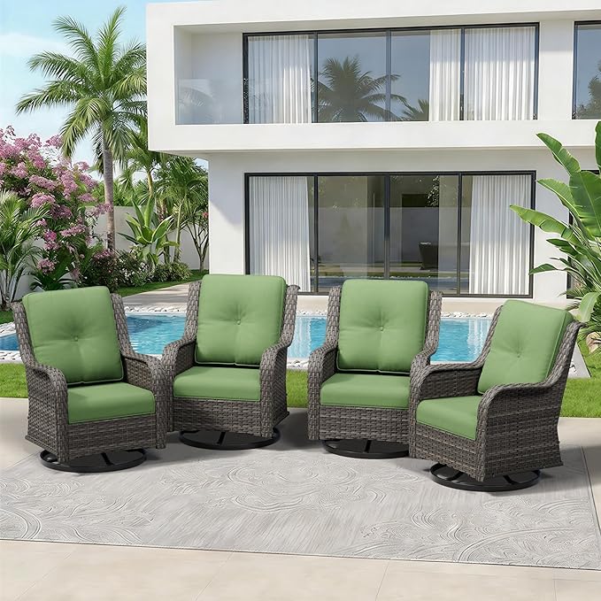 4 Piece Outdoor Swivel Rocker Patio Chairs Set, Patio Chairs Set of 4 with Thickened Olefin Cushions - Photo 9