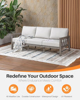Outdoor Aluminum 3-Seat Sofa, Patio Couch with 5.9'' Thick Cushions, Weather-Resistant Outdoor Club Sofa Couch - Photo 5