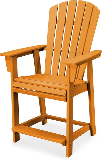 POLYWOOD® Nautical Curveback Adirondack Counter Chair in Tangerine