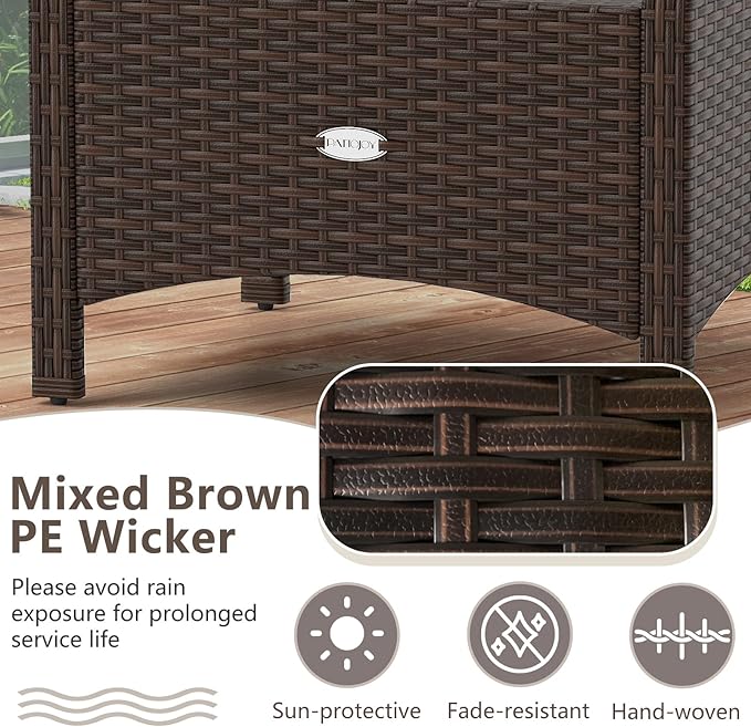 Tangkula 2 Pieces Outdoor Patio PE Wicker Ottomans with Removable Cushions, Outdoor Furniture for Additional Seating - Photo 5