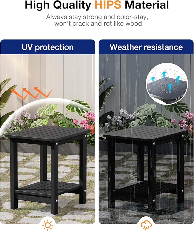 YEFU Outdoor Side Table for Patio: 16" HIPS Weather - Resistant Adirondack Tables - Waterproof Small Square End Tables - Photo 5
