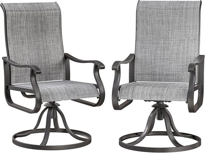 Patio Swivel Chairs Set of 2, Outdoor Dining Chairs with High Back, All-Weather Swivel Rocker Chair for Lawn, Porch or Garden