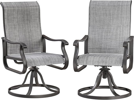 Patio Swivel Chairs Set of 2, Outdoor Dining Chairs with High Back, All-Weather Swivel Rocker Chair for Lawn, Porch or Garden