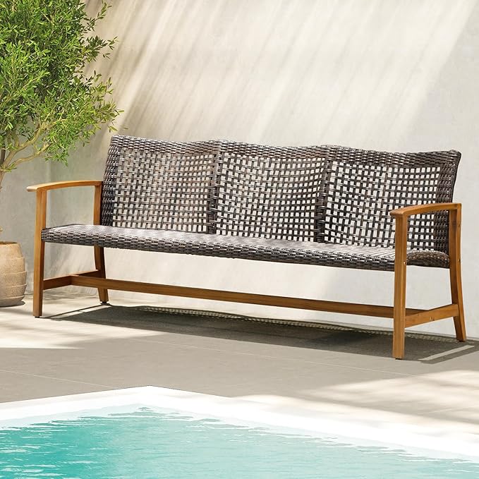 IDZO 1000lbs Capacity, FSC Certified 3 Seater Patio Couch with Upgraded 2000Hours UV Resistant Wicker - Photo 1