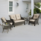 5 Piece Patio Furniture Set, 2-Seater Loveseat, 2 Chairs and 2 Side Tables - Photo 1