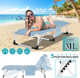 ABORON Oversized Folding Sun Tanning Chair, 3 in 1 Heavy Duty Chaise Lounge Chairs, with Mat/Pillow/Face Arm Holes - Photo 5