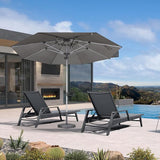 PURPLE LEAF 3-Piece Patio Chaise Lounge Set with Market Umbrella Adjustable Outdoor Recliners for Pool - Photo 1