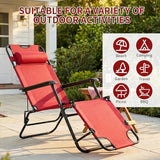 Outvita Folding Chaise Lounge Chair, Outdoor Adjustable Recliner Chair with Pillow for Camping, Beach, Poolside, Garden - Photo 6