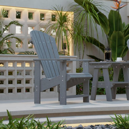 Wildridge Heritage Upright Adirondack Chair, Light Gray - Outdoor All-Weather Poly Furniture for Patio, Deck, Yard