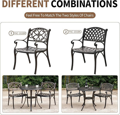 31.5" Cast Aluminum Patio Table with 2.2" Umbrella Hole,Anti-Rust Outdoor Patio Dining Tables,Round Metal Patio Table for Indoor,Garden,Porch,Bronze