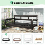 Merax Patio Wooden Twin Size Porch Swing Daybed Frame, Farmhouse Swing Bench Chair with 4 Hanging Ropes for Backyard - Photo 7