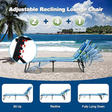 Goplus Tanning Chair, Folding Beach Lounge Chair with Face Hole, Removable Pillow, Carry Strap, Position Adjustable - Photo 4