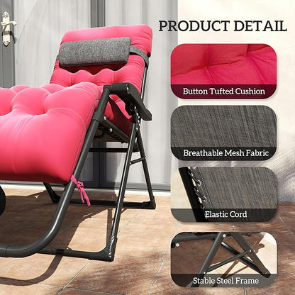 Outsunny Zero Gravity Chair, Folding Reclining Lounge Chair with Padded Cushion, Side Tray for Indoor and Outdoor, Supports up to 264 lbs, Red