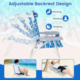 GYMAX Beach Chairs, 2Pcs Folding Camping Chair with Adjustable Backrest, Shoulder Strap, Cup Holder & Headrest - Photo 4