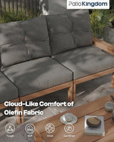 Teak HDPE Outdoor Patio Furniture Set, 10-Piece Patio Conversation Set with 3-Seat Sofa, 4 Armchairs - Photo 4