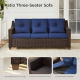 CHITA 6 Pieces Wicker Patio Furniture Set, Outdoor Conversation Set with 2 Pieces Rattan Rocking Swivel Chairs - Photo 2