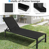 COSTWAY Lounge Chair Outdoor, Aluminum Frame Chaise Lounge with 6-Position Adjustable, Breathable Fabric - Photo 6
