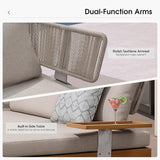 PURPLE LEAF Outdoor Daybed Patio Loveseat Sofa 2-Person Aluminum Chaise Lounge Cushioned Furniture Set with Tray and - Photo 6
