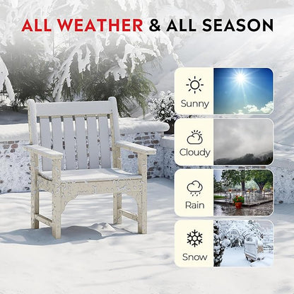 Costaelm Outdoor Patio Table and Chairs Set of 2, 2-Piece HDPE Garden Chair with Square Adirondack Side Table Set, Porch Chairs Coffee Table for Outside Porch Backyard, Sand