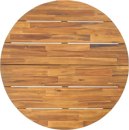 SAFAVIEH Outdoor Collection Leo Natural/White Solid Wood Round Coffee Table