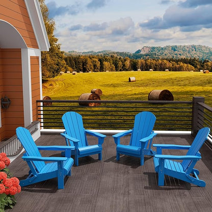 WO WESTIN OUTDOOR HDPE Laguna Outdoor Folding Poly Adirondack Chair (Set of 4), Pacific Blue