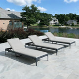 PURPLE LEAF Outdoor Chaise Lounge Set of 3 Aluminum Adjustable Patio Lounger Chairs with Cushions Reclining Beach - Photo 1