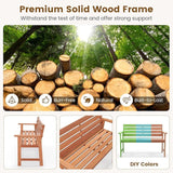 Tangkula 48 Inch Hardwood Outdoor Bench with Backrest, Wood Patio Loveseat Chair with Breathable Slatted Seat & Backrest - Photo 7