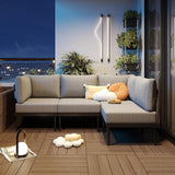 Sundale Outdoor 4 Pieces Patio Furniture Set, Metal Sectional Sofa Patio Conversation Set with 6 Inch Cushions, Modern - Photo 8