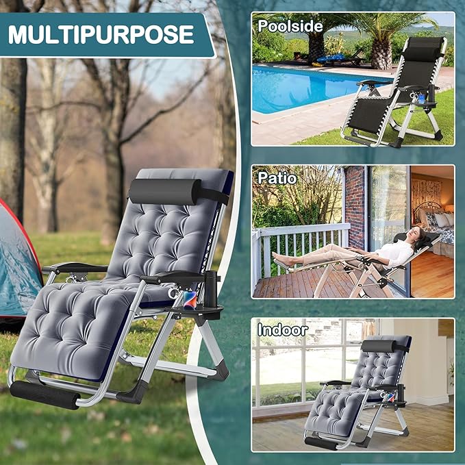 NAIZEA Widened Zero Gravity Chair 29" XL, Oversized Outdoor Lounge Chairs - Photo 5