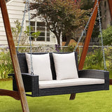 RELAX4LIFE Porch Swing 2-Seat Patio Rattan, Wicker Porch Swings Outdoor W/Two 7.9 Ft Solid Steel Chain - Photo 4