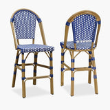 PURPLE LEAF French Counter Height Bar Stool Set of 2 25" Bamboo Print Finish Patio Bar Chairs with Back Rattan Bar - Photo 1