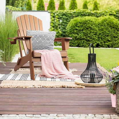 FUNBERRY Folding Adirondack Chair, HDPE All Weather Fire Pit Chairs with Cup Holder for Outdoor