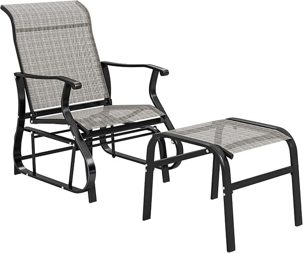 Outsunny Outdoor Glider Chair with Ottoman, Patio Glider Set with 24.4" High Back, 22" Wide Seat - Photo 1