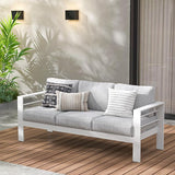Wisteria Lane Patio Furniture Aluminum Sofa, All-Weather Outdoor 3 Seats Couch - Photo 2