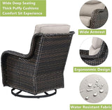Rilyson Wicker Patio Furniture Set - 5 Piece Rattan Outdoor Sectional Conversation Sets with 2 Swivel Rocking Chairs - Photo 6