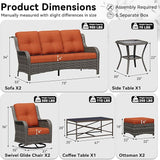 8 Piece Outdoor Wicker Patio Furniture Set, Outdoor Swivel Rocker Patio Chairs Set with Thickened Olefin Cushions - Photo 2
