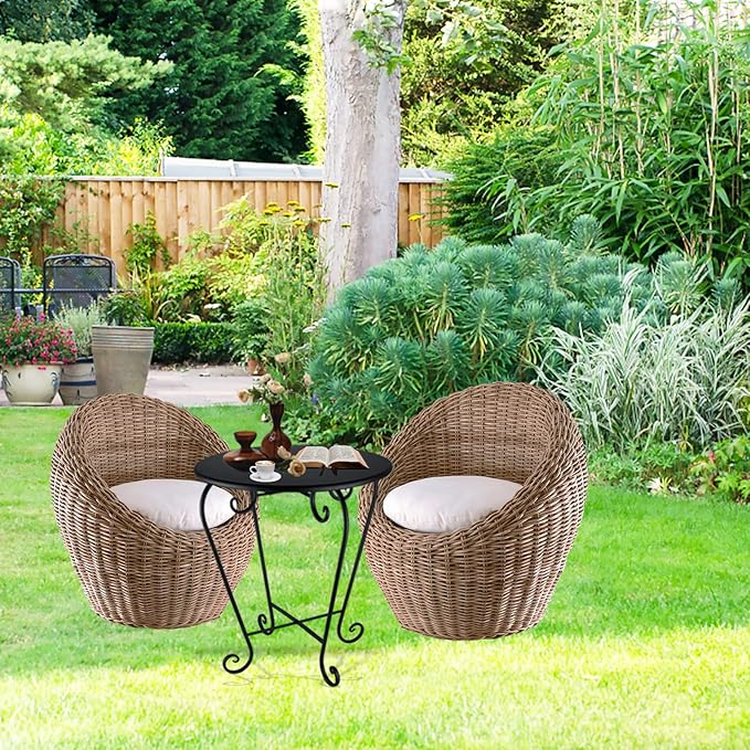 Small Patio Side Table, Round Metal Side Table, Weather Resistant Anti-Rust Outdoor Side Tables - Photo 2