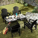 nevilywood 5-Piece HDPE Adirondack Chair Set, 4 Stackable Chairs Coffee Table, All-Weather Wood Grain - Photo 3