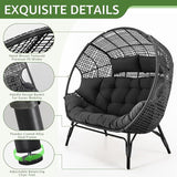 NICESOUL® Double Egg Chair Indoor Outdoor Stationary Oversized 6.5" Thick Padded Cushions - Photo 5