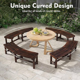 Giantex Wooden Outdoor Bench for 2-Person - Fire Pit Chair Bench with Fir Wood Top, Pine Wood Legs - Photo 3